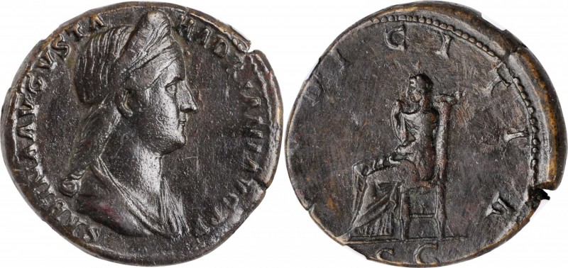 SABINA (WIFE OF HADRIAN). AE Sestertius (26.08 gms), Rome Mint, struck under Had...