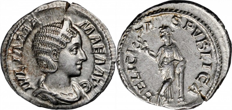 JULIA MAMAEA (MOTHER OF SEVERUS ALEXANDER). AR Denarius (3.39 gms), Rome Mint, s...