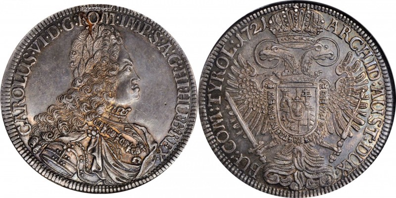 AUSTRIA. Taler, 1721. Hall Mint. Charles VI. NGC AU-58.
Dav-1053; KM-1594. A pl...