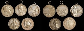 GERMANY. Silver Shooting Medals (5 Pieces). Grade Range: VERY FINE to EXTREMELY FINE.
Selection of medals, most with bezels, from events at different...