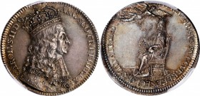 GREAT BRITAIN. Charles II Coronation Silver Medal, 1661. London Mint. PCGS AU-58 Gold Shield.
MI-472/76; Eimer-221. By T. Simon. Obverse: Crowned and...