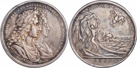 GREAT BRITAIN. William & Mary Coronation Cast Silver Medal, 1689. VERY FINE.
MI-663/26; Eimer-311b. Diameter: 32mm. Weight: 19.98 gms. By G. Bower. O...