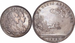 GREAT BRITAIN. William & Mary Coronation Silver Medal, 1689. UNCIRCULATED Details.
MI-662/25; Eimer-312a. Diameter: 32mm. Weight: 16.18 gms. By J. Ro...