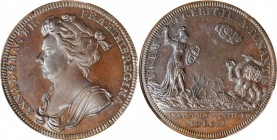GREAT BRITAIN. Anne Coronation Bronze Medal, 1702. PCGS MS-63 Brown Gold Shield.
MI-228/4; Eimer-390. By J. Croker. Obverse: Diademed and draped bust...