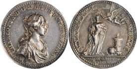 GREAT BRITAIN. Charlotte Coronation Silver Medal, 1761. London Mint. PCGS AU-55 Gold Shield.
BHM-66; Eimer-696. By L. Natter. Obverse: Diademed and d...