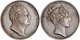 GREAT BRITAIN. William IV & Adelaide Coronation Silver Medal, 1831. London Mint. PCGS SPECIMEN-63 Gold Shield.
BHM-1475; Eimer-1251. By W. Wyon. Obve...