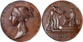 GREAT BRITAIN. Victoria Coronation Bronze Medal, 1838. London Mint. PCGS SPECIMEN-64 Gold Shield.
BHM-1801; Eimer-1315. By B. Pistrucci. Obverse: Dra...