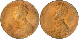 GREAT BRITAIN. George V & Mary Coronation Bronze Medal, 1911. London Mint. PCGS MS-64 Brown Gold Shield.
BHM-4022; Eimer-1922a. By B. Mackennel. Obve...