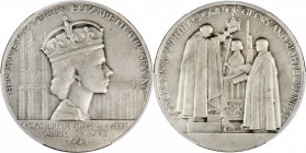 GREAT BRITAIN. Elizabeth II Coronation Silver Medal, 1953. PCGS MATTE SPECIMEN-65 Gold Shield.
BHM-4450; Eimer-2085a. By P. Vincze. Obverse: Crowned ...