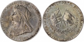 GREAT BRITAIN. Queen Victoria Diamond Jubilee Argentine Silver Medal, 1897. PCGS SPECIMEN-61 Gold Shield.
Eimer-1822. Issued by Argentina in honor of...