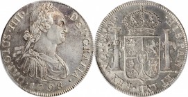GUATEMALA. 8 Reales, 1798-NG M. Nueva Guatemala Mint. Charles IV. PCGS Genuine--Cleaned, AU Details Gold Shield.
KM-53; FC-44; El-55. A sharply struc...