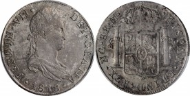 GUATEMALA. 8 Reales, 1818-NG M. Nueva Guatemala Mint. Ferdinand VII. PCGS AU-50 Gold Shield.
KM-69; FC-65; El-79; Cal-Type-114#467. A decently struck...