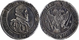 HUNGARY. Taler, 1585-KB. Kremnitz Mint. Rudolf II. PCGS Genuine--Repaired, EF Details Gold Shield.
Dav-8066; Huszar-1030. A well detailed Taler, with...