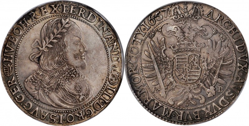 HUNGARY. Taler, 1657-KB. Kremnitz Mint. Ferdinand III. NGC MS-61.
Dav-3198; KM-...