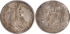 HUNGARY. Taler, 1691-KB. Kremnitz Mint. Leopold I. NGC Unc Details--Cleaned.
Dav-3261; KM-214.2. Boldly struck Taler with a very expressive portrait,...