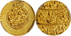 IRAN. Zand Dynasty. 1/4 Mohur, AH 1191 (1777). Khuy Mint. Karim Khan. PCGS MS-64+ Gold Shield.
Fr-20; KM-525.3; Album-2791. An especially boldly stru...