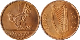 IRELAND. Penny, 1968. PCGS SPECIMEN-66 Red Gold Shield.
KM-11. A SCARCE presentation issue, fully lustrous and completely mint red.
Ex. Kings Norton...