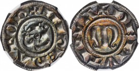 ITALY. Modena. Grosso, ND (1226-93). Frederick II. NGC MS-62.
MIR-615; Biaggi-1586. Weight: 1.33 gms. A sharply struck little coin with beautiful, ra...