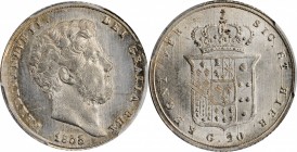 ITALY. Naples & Sicily. 20 Grana, 1855. Ferdinando II. PCGS MS-64 Gold Shield.
KM-332; F-509. A boldly struck coin, almost blast white but with a fai...