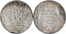 ITALY. Papal States. Teston, 1689. Innocent XI. PCGS MS-63 Gold Shield.
KM-A495; Berman-2102. A sharply struck Teston with some areas of dark periphe...