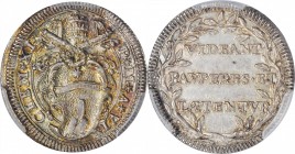 ITALY. Papal States. Grosso, AN VI (1705). Clement XI. PCGS MS-66 Gold Shield.
KM-675. A very attractive Grosso with razor sharp design details and p...