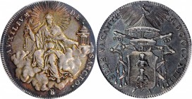 ITALY. Papal States. 1/2 Scudo, 1823-B. Sede Vacante. PCGS AU-55 Gold Shield.
KM-1291. A boldly detailed coin with attractive toning that darkens tow...