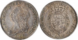 ITALY. Sardinia. 1/4 Scudo, 1766. Carlo Emanuelle III. PCGS AU-55 Gold Shield.
KM-46; Mont-202. A well detailed and pleasantly toned coin with some l...