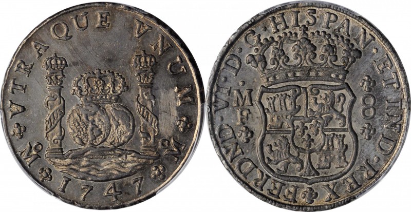 MEXICO. 8 Reales, 1747-Mo MF. Mexico City Mint. Ferdinand VI. PCGS Genuine--Dama...