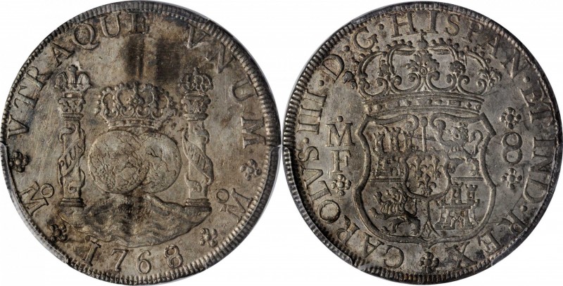 MEXICO. 8 Reales, 1768/7-Mo MF. Mexico City Mint. Charles III. PCGS Genuine--Dam...