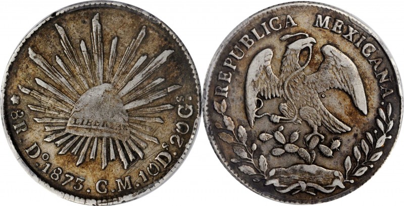 MEXICO. 8 Reales, 1873-Do CM. Durango Mint. PCGS Genuine--Tooled, VF Details Gol...