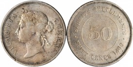 STRAITS SETTLEMENTS. 50 Cents, 1889. Victoria. PCGS Genuine--Tooled, VF Details Gold Shield.
KM-13. A RARE date, much sought after in any grade. An e...