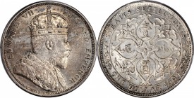 STRAITS SETTLEMENTS. Dollar, 1904-B. Bombay Mint. PCGS MS-62 Gold Shield.
KM-25; Prid-4. A sharply detailed Dollar with light gray toning on the obve...