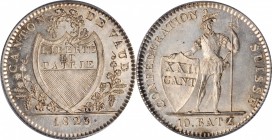 SWITZERLAND. Vaud. 10 Batzen, 1823. PCGS MS-65.
KM-19; HMZ 2-1000d. A lovely, boldly struck coin with sharp device detail and just a hint of toning. ...