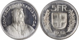 SWITZERLAND. 5 Francs, 1952-B. Bern Mint. PCGS SPECIMEN-65.
KM-40. A blast white and boldly struck coin with flashy fields.
Estimate: $200.00- $300....