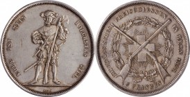SWITZERLAND. Bern Shooting Festival 5 Francs, 1857. PCGS AU-58 Gold Shield.
KMX-S4; R-181a; HMZ-2-1343b. Mintage: 5,195. Struck to commemorate the sh...