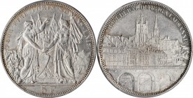 SWITZERLAND. Lausanne Shooting Festival 5 Francs, 1876. PCGS MS-62 Gold Shield.
KMX-S13; R-1560; HMZ 2-1343k. Struck to commemorate the shooting fest...