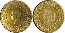 TURKEY. 500 Kurush, 1964. NGC AU Details--Removed from Jewelry.
Fr-94; KM-874. AGW: 1.034 oz. Mintage: 2,787. Brightened throughout with numerous tin...