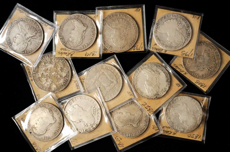 MIXED LOTS. Mixed Spanish Colonial 8 Reales (12 Pieces), 1770-1822. Grade Range:...