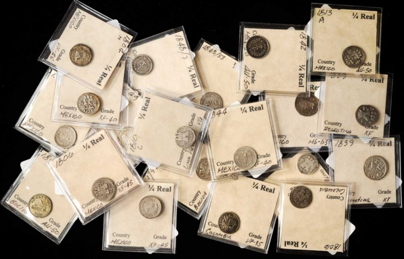 MIXED LOTS. Latin American 1/4 Real Group (20 Pieces), 1799-1863. Grade Range: V...