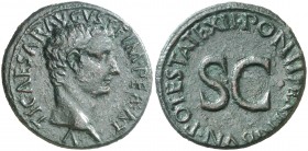 (10-11 d.C.). Tiberio. As. (Spink 1755) (Co. 27) (RIC. 469, de Augusto). 11,50 g. EBC-.