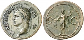 (37-41 d.C.). Agripa. As. (Spink 1812) (Co. 3) (RIC. 58, de Calígula). 10,79 g. EBC-.