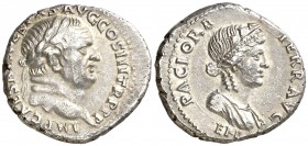 (71 d.C.). Vespasiano. Éfeso. Denario. (Spink 2274) (S. 293) (RIC. 1433). 3,43 g. MBC+.
