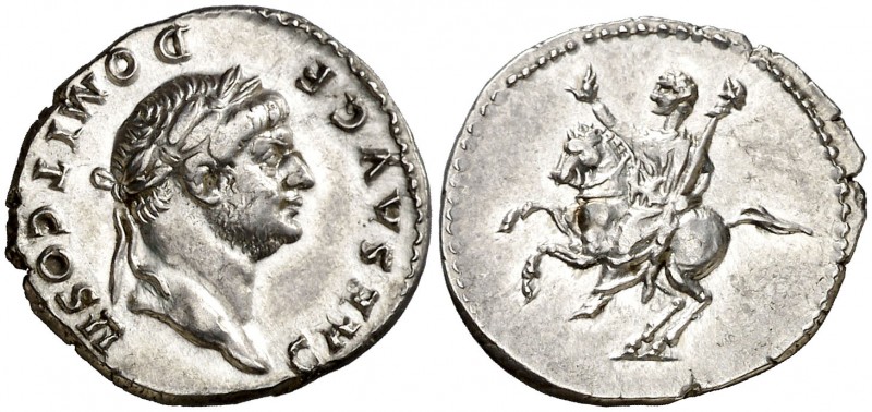 (73-75 d.C.). Domiciano. Denario. (Spink 2644) (S. 664) (RIC. 680, de Vespasiano...