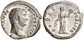 (136 d.C.). Adriano. Denario. (Spink 3492 var) (S. 716) (RIC. 2200). 3,17 g. EBC-.