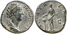 (141 d.C.). Faustina madre. As. (Spink 4655) (Co. 241 var) (RIC. 1192A). 11,34 g. EBC-.
