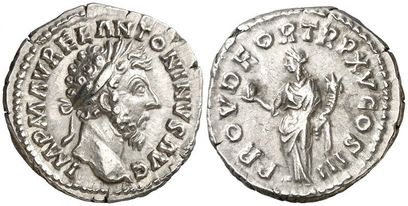 (161 d.C.). Marco Aurelio. Denario. (Spink 4925 var) (S. 508) (RIC. 23). 3,23 g....