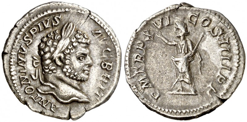 (213 d.C.). Caracalla. Denario. (Spink 6829) (S. 211) (RIC. 208a). 2,94 g. MBC+.