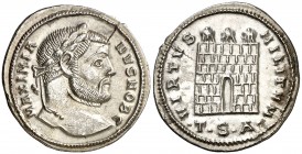 (302 d.C.). Galerio Maximiano. Tesalónica. Argenteo. (Spink 14273) (S. 223d) (RIC. 16b). 2,89 g. Pequeña grieta radial. EBC-.