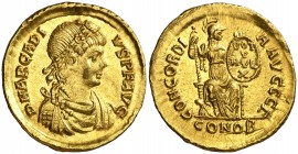 (388-392 d.C.). Arcadio. Constantinopla. Sólido. (Spink 20703) (Ratto 5) (RIC. 70c). 4,49 g. EBC+.