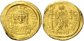 Justiniano I (527-565). Constantinopla. Sólido. (Ratto 458 var) (S. 140). 4,41 g. MBC+.